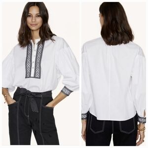 NWT Rebecca Minkoff Isa White Embroidered Boho Peasant Blouse